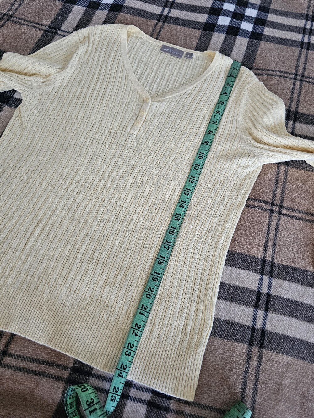 croft & barrow Cream Ribbed Scoop Neck Top - Picture 8 of 9